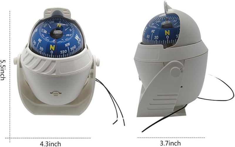 Odowalker Electronic LED Light Marine Digital Compass Suitable for Car Boat and Truck Black White - Image 4